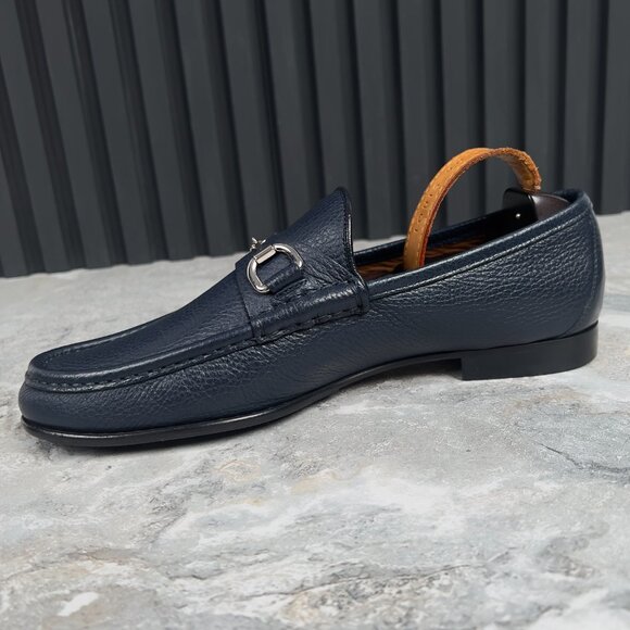 Gucci 1955 Horsebit Loafers Heels Blue Grain Leather 9 G or 9.5 US or 43 EUR main image 7